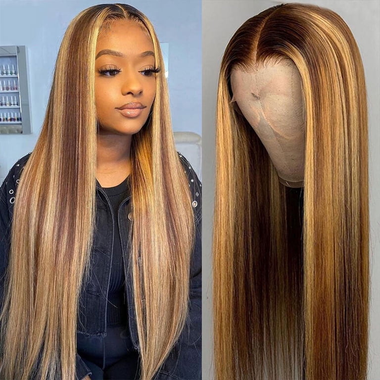 Highlight Lace Front Wig Human Hair Ombre Blonde 150% Density 16Inch Brazilian Highlight Wig Human Hair Ombre Lace Front Wig Brazilian Hair  main image 4