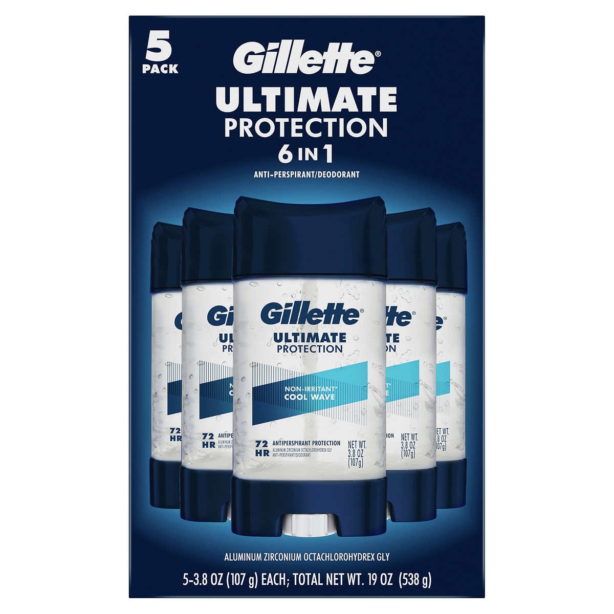 Gillette Ultimate Protection 6in1 Antiperspirant, 3.8 Ounce (Pack of 5)