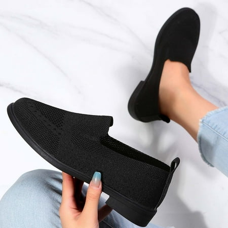 

Autumn New Mesh Breathable Casual Low Heel Flying Woven Shoes