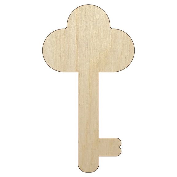Key Simple Wood Shape Unfinished Piece Cutout Craft DIY Projects - 4.70 Inch Size - 1/8 Inch Thick
