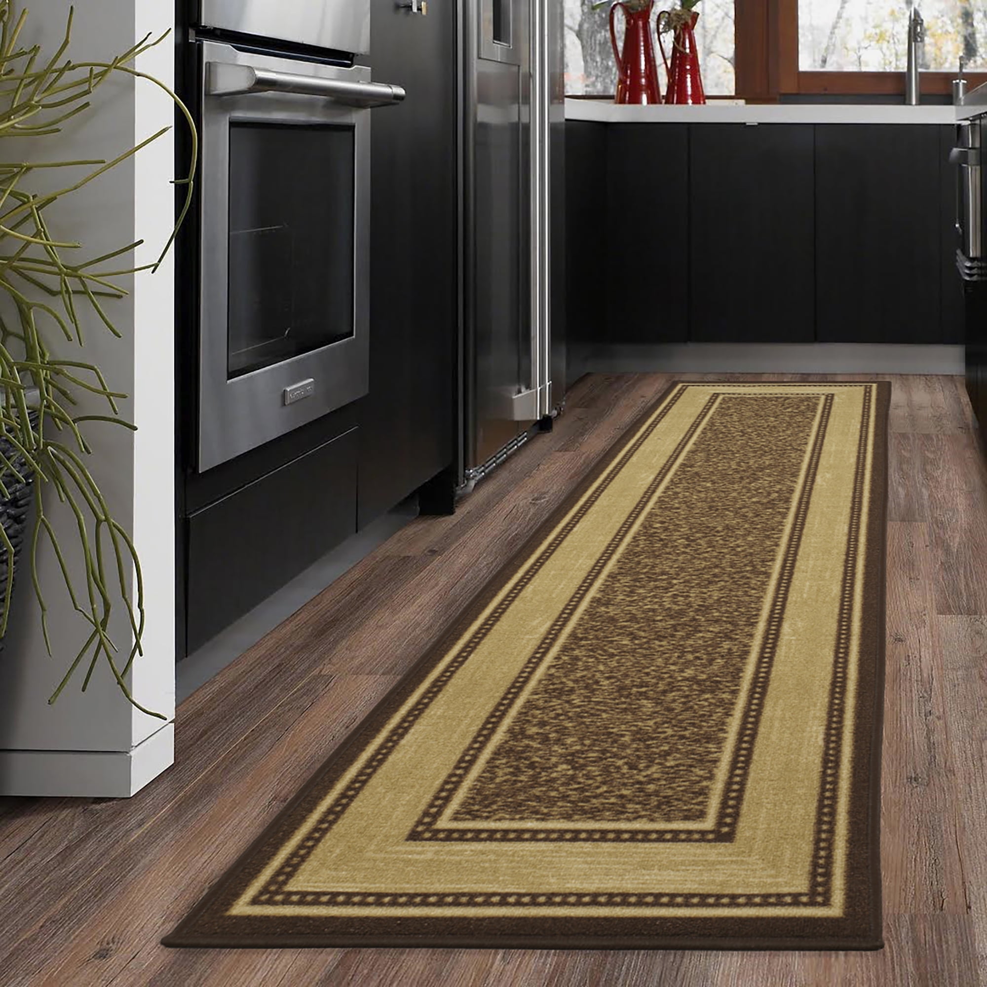 Details about   Durable Trellis Kitchen Utility IN & OUT Door Runner Rugs Navy Blue Anti Slip 