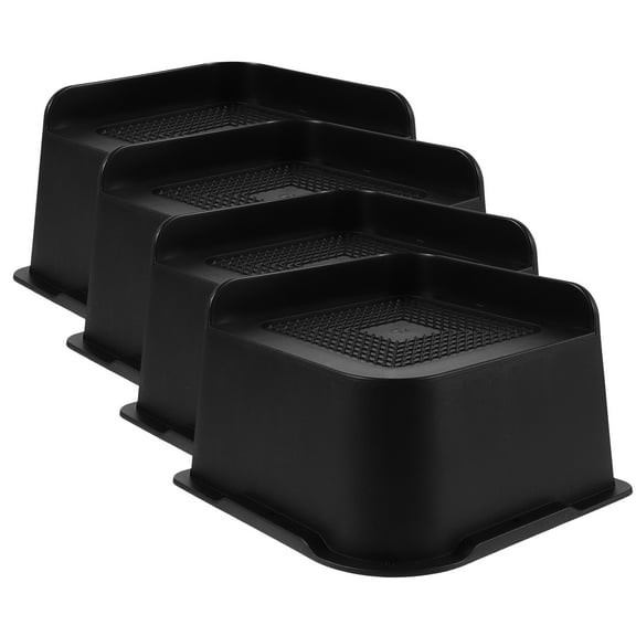 Black Rubber Furniture Legs Risers for Home 4pcs Stable Bed Sofa Lifter Creates Storage Space