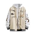 thumbnail image 1 of xiaxaixu Men Baseball Jacket, Long Sleeve Button Closure Letters Bear Print Contrast Color Varsity Jacket Fall Casual Jacket, 1 of 6