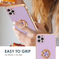 thumbnail image 2 of Case for iPhone 11 Pro Max Case with Ring Stand, Plating Rose Gold Edge 360° Rotatable Ring Holder Magnetic Kickstand Cover, Slim Soft TPU Luxury Protective Phone Case, Purple, 2 of 14