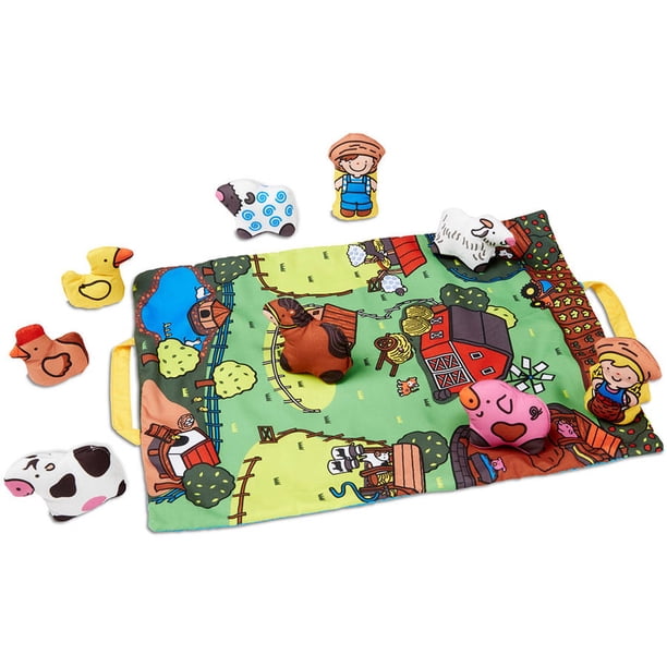 Melissa Doug Take Along Farm Baby And Toddler Play Mat 19 25 X 14 5 Inches With 9 Animals Folds To Be Convenient Storage Bag For Travel Walmart Com
