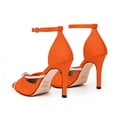 thumbnail image 4 of YOWMNS Women's Sexy Elegant Rhinestone Closed Toe Wedding Shoes Satin High Stiletto Heel Pointed Toe Heeled Sandals (orange, 6), 4 of 5