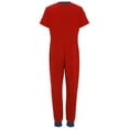 thumbnail image 4 of Oyolan Adaptive Clothing for Special Needs Kids Boys Short Sleeve Full Body Romper Anti-strip Back Zip Jumpsuit Red 14, 4 of 5