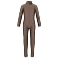 thumbnail image 4 of Venjoe Girls Full Body Long Sleeve Unitard Kids Gymnastics Turtleneck One Piece Bodysuits Dance Costume Brown 7-8, 4 of 6