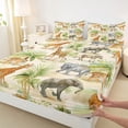 thumbnail image 3 of Feelyou Giraffe Elephant Tiger Bed Sheets, Kawaii Zebra King Sheets, Jungle Wildlife Animal Sheet Set, Luxury Bedroom Decor, 4-Piece, 3 of 7