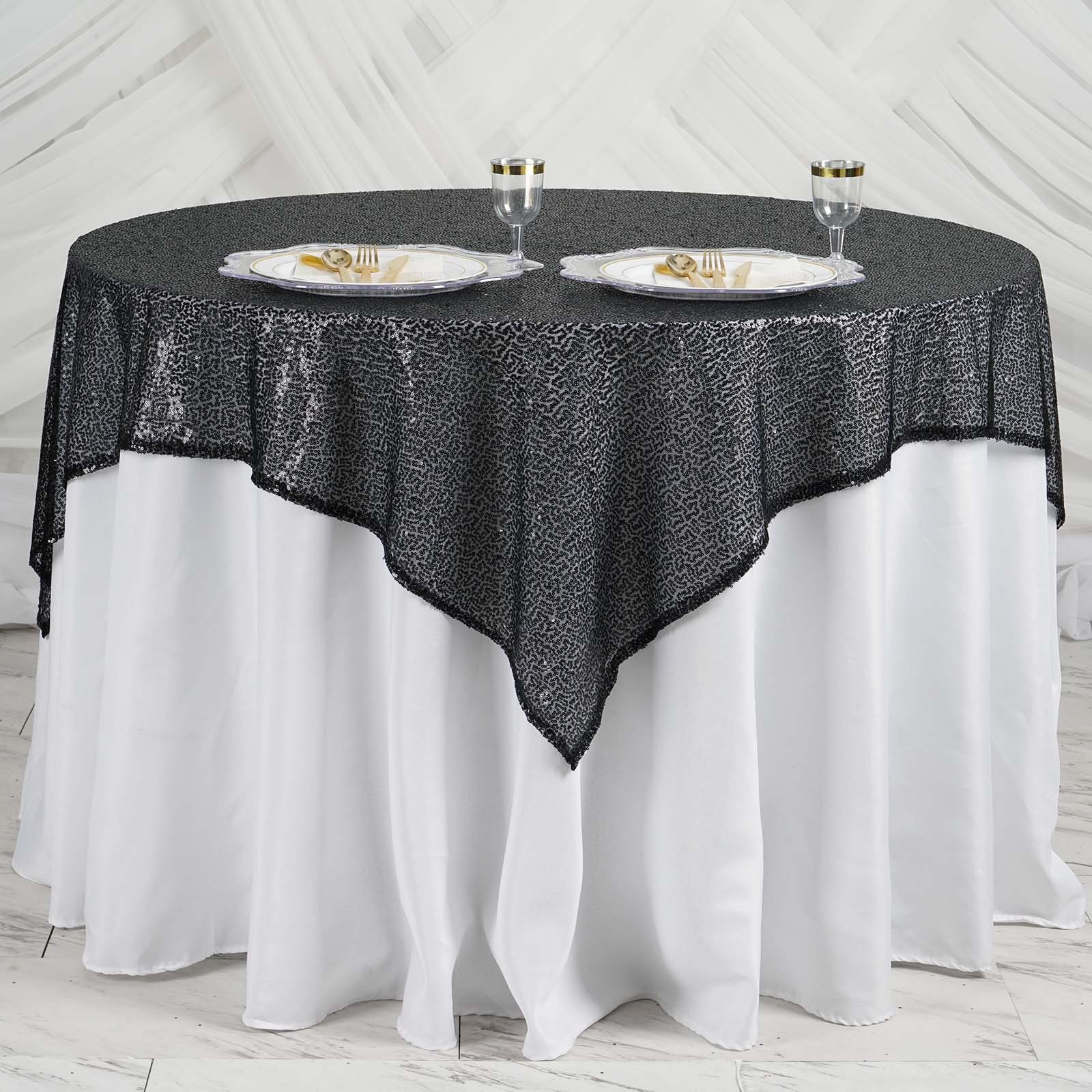 Efavormart LUXURY Sequin Square Tablecloth Overlay Tablecloth Cover For