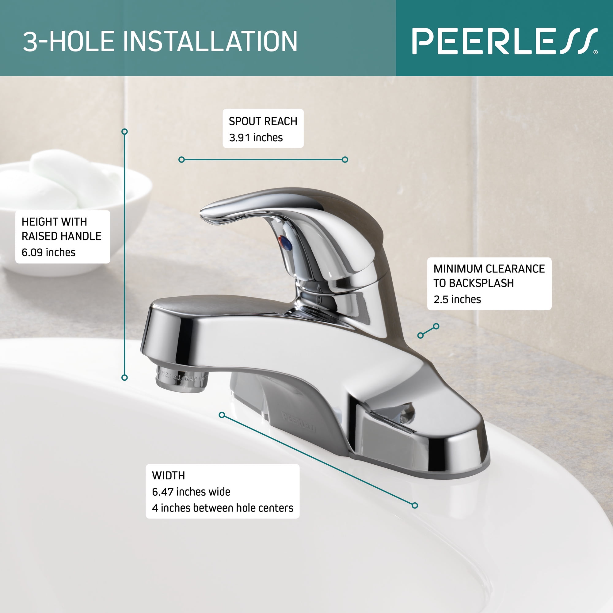Peerless Core Single-Handle Bathroom Faucet - P131LF - Chrome