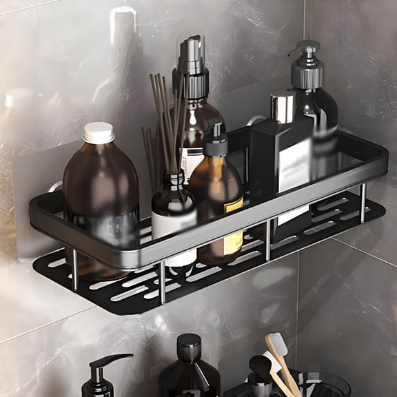 LAMIRO Adhesive Shower Organizer Shelves Caddy Rack for Bathroom Storage Organization,Home & Kitchen Decor No Drilling Inside RV Accessories,First Apartment Household Essentials