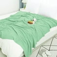 thumbnail image 3 of PiccoCasa Cotton Throw Blanket Cable Knit Decorative Blanket, Light Green 60"x78", 3 of 7