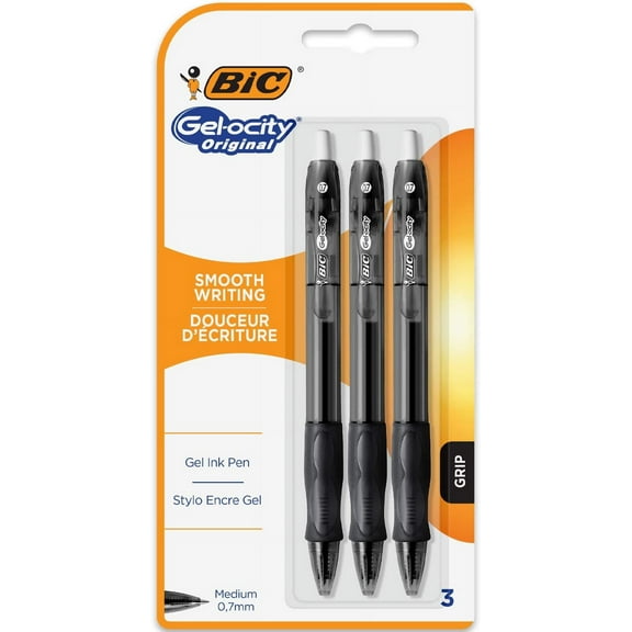Bic Gel-ocity ST Original Gel Ink Rollerball Pens - 0.7mm Nib - Pack of 3 - Black Ink