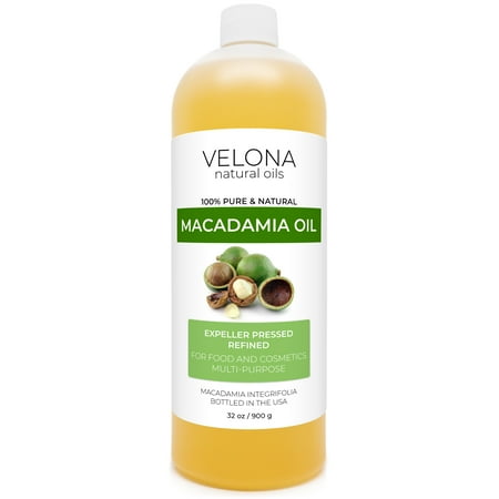 Macadamia Nut Oil by Velona - 32 oz | 100% Pure and Natural Carrier Oil | Refined, Cold pressed | Cooking, Skin, Hair, Body & Face Moisturizing | Use Today - Enjoy Results