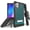 Teal Chevron, variant on Tri-Shield [DESIGNER PRINT SERIES] Rugged Case Metal Kickstand Cover + Belt Clip Holster [CHIC DESIGN] for Apple iPhone 11 PRO MAX (2019, 6.5" Model)