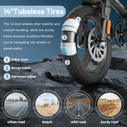 Folding Electric Bike for Adults, 14 Foldable E-Bike with 500W Motor, Commuter Mini Ebikes with 48V Removable Battery, Electric Bicycle with 25 Miles PAS Range