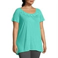 thumbnail image 3 of Just My Size Short-Sleeve Slub-Jersey Women's Tunic with Crochet Trim - OJ247, 3 of 3