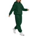 thumbnail image 3 of Womens 2 Piece Outfits Lounge Hoodie Sweatsuit Sets Oversized Sweatshirt Baggy Fall Fashion Hoodies & Sweatpants Dark Green XL, 3 of 4