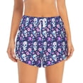 thumbnail image 2 of Balery Skull Purple Flower Pantalones cortos deportivos para mujer con forro y dos bolsillos, elásticos, para entrenamiento, gimnasio, yoga-XX-Large, 2 of 7