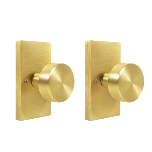 ToPToToo Gold Dummy Door Knobs Interior, Satin Brass Single-Side Dummy Door Handle 2 Pack C63