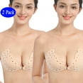 thumbnail image 1 of LELINTA 1/ 2Packs Self Adhesive Silicone Bra Strapless Bra 3/4 Cup Push up Invisible Bra Suit For Backless Dresses Wedding Party, Beige/ Black, 1 of 8