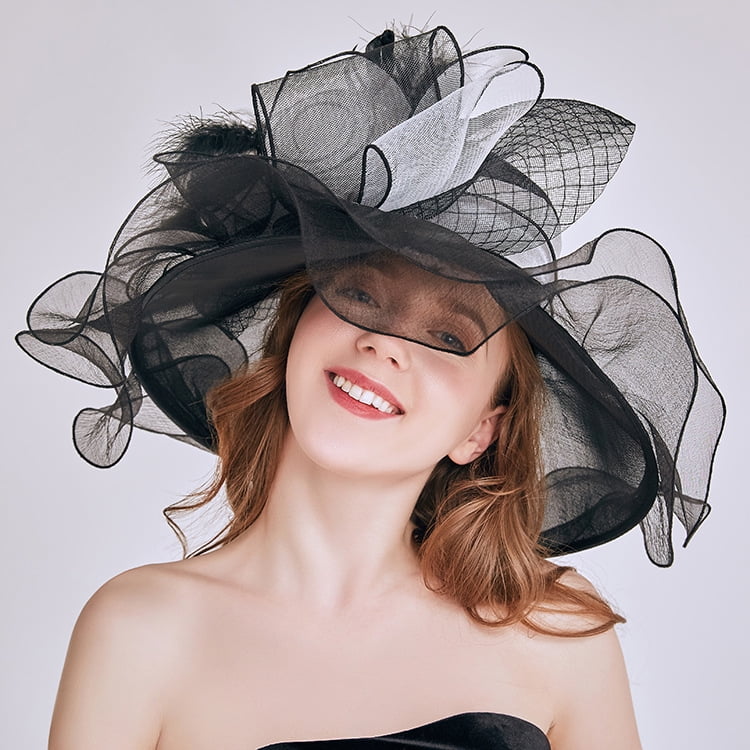 Big Brim Hat Organza Hats Summer Beach Cap Tea Party Wedding