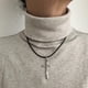 thumbnail image 2 of Collar Hombre y Mujer con Cruz de Plata .925 - Diseño Cruz Bombeada Unisex y collar de hilo encerado negro (45 5cm), 2 of 3