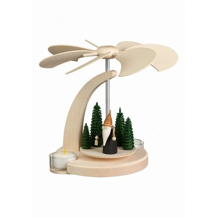 German christmas pyramid forest scene, 1-tier, height 18 cm / 7 inch, natural, original Erzgebirge by Seiffener Volkskunst