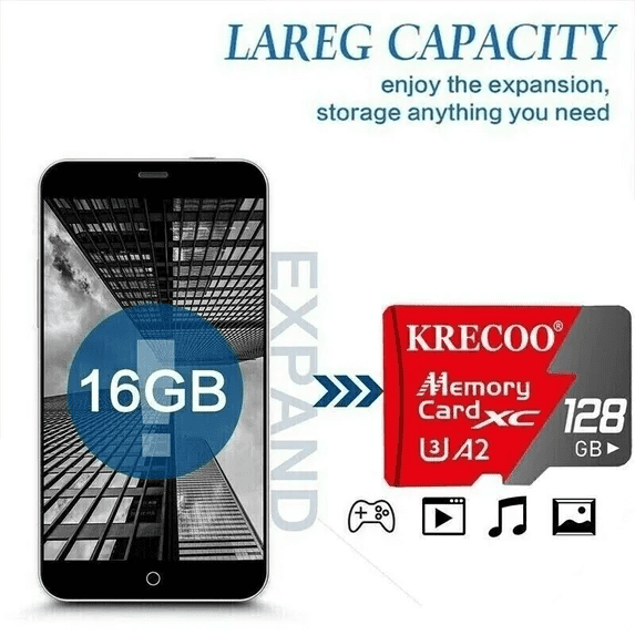 Tarjeta MicroSD 128GB de Gran Capacidad, Rápida y Segura para Cámaras, Tablets, Teléfonos y Computadoras - Memory Card 128 GB