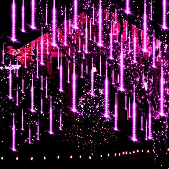 Cadena de luces Adecorty Meteor Shower, 8 tubos, 30 cm, color morado