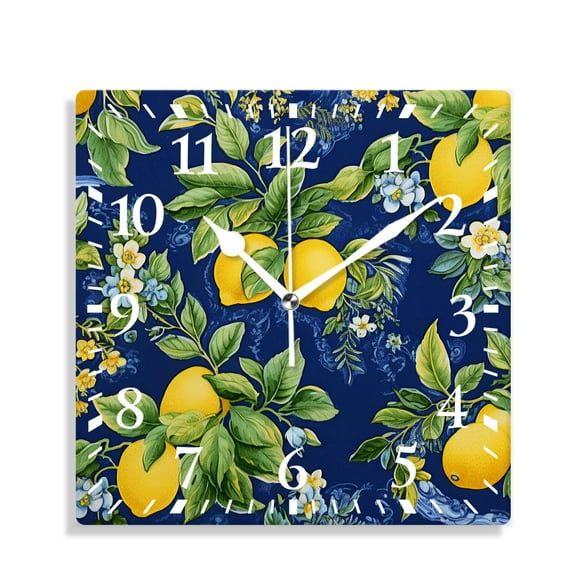 10 Inch Wall Clock Battery Operated Silent Clock Decorative for Office, Kitchen, Outdoor, Living RoomMediterranean Yellow Lemon Creative