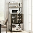 thumbnail image 6 of Wine Bar Rack Cabinet, Freestanding Wine Cabinet with Glass Rack Wine Bottle Holders, Industrial Bakers Rack, Tall Liquor Cabinet with Storage for Kitchen Living Dining Room, Rustic Gray, 6 of 7