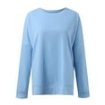 thumbnail image 4 of Vedolay Cute Sweatshirts Women's Casual Long Sleeve Sweatshirts Crew Neck Relaxed Fit Tops,Blue M, 4 of 5