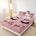 thumbnail image 4 of Homewish 3D Chic Diamond Twin Sheet Sets,Pretty Girl Twin Fitted Sheet,Pink Sequin Print Flat Sheet For Teens,Breathable Home Decor,3-Piece, 4 of 7