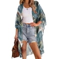 thumbnail image 3 of WIHOLL Women's Cover Up Floral Print Kimono Cardigan Loose Casual Blouse Summer Swimsuit Beach, 3 of 10