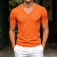 thumbnail image 3 of HAOTAGS Men’s V-Neck Short Sleeve Running T-Shirt Breathable Mesh Fabric Moisture-Wicking Lightweight & Sporty Fit Tops Orange Size XL, 3 of 10