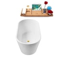 thumbnail image 4 of 55" Streamline G-34-175-GLD Soaking Glossy White Freestanding Tub and Tray With Internal Drain in Polished Gold, 4 of 12