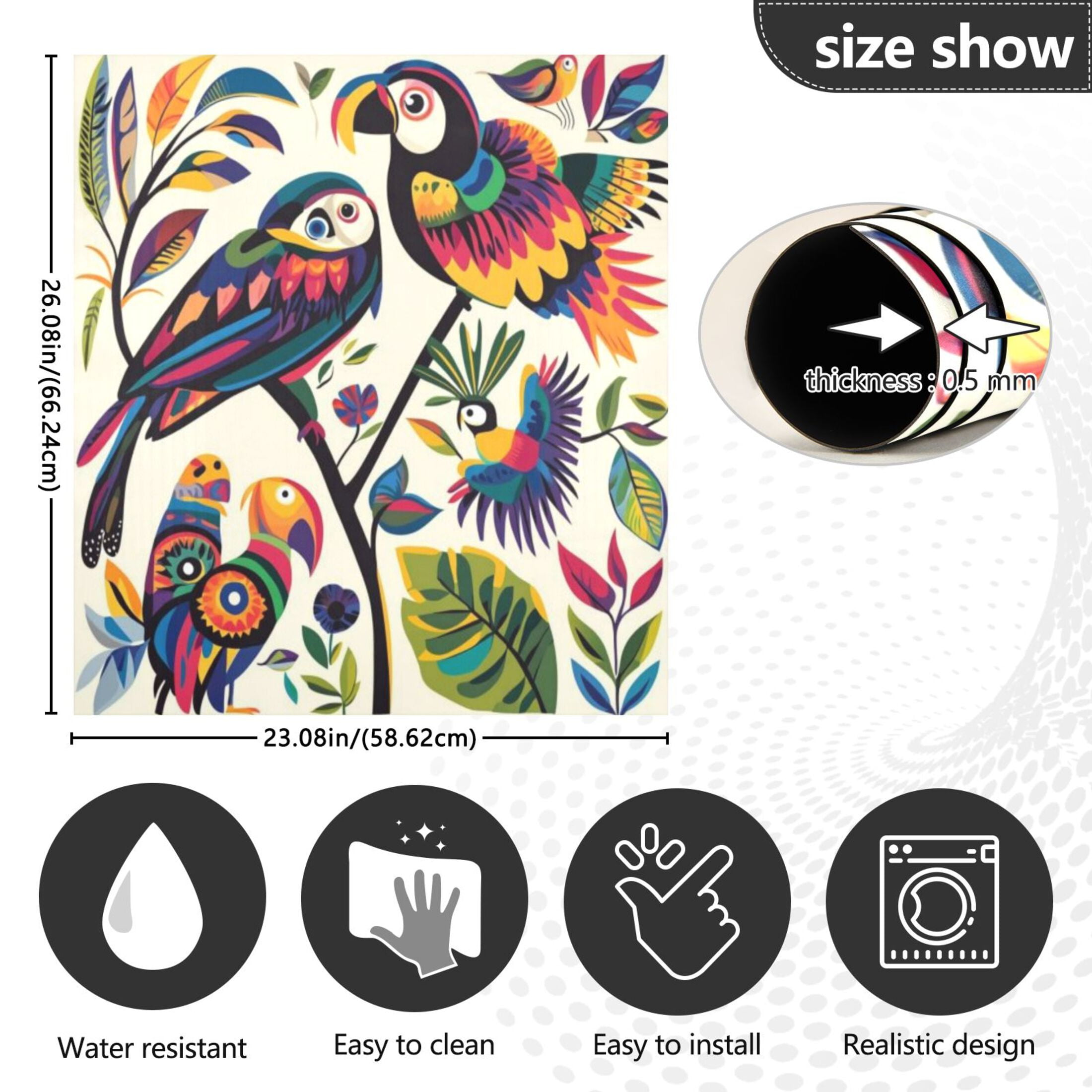 Dishwasher Magnetic Sticker 23x26 Inch Refrigerator Magnetic Sticker Washing Machine Magnetic Sticker Kitchen Panel Magnetic Sticker Home Decor Colorful Bird Flock