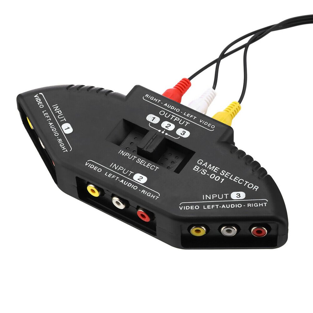 RCA Splitter with 3Way Audio, Video RCA Switch Box + RCA Cable,3 Way