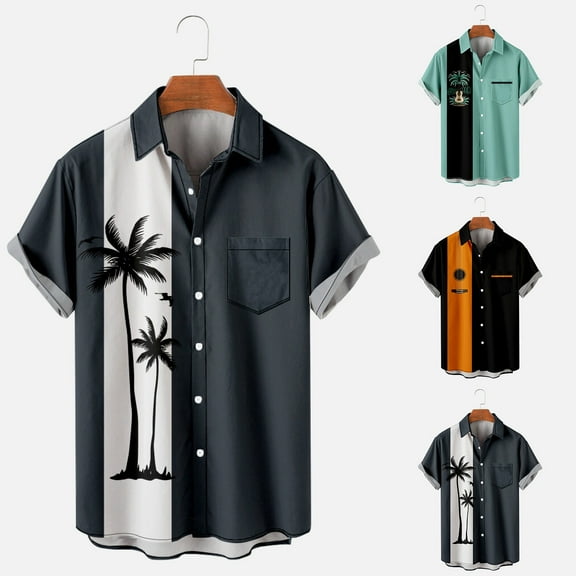 APEXFWDT Men's Hawaiian Shirt S-4XL,Big and Tall Short Sleeve Tropical Beach Summer Shirts Casual Button Down Vintage Regular Fit Tops