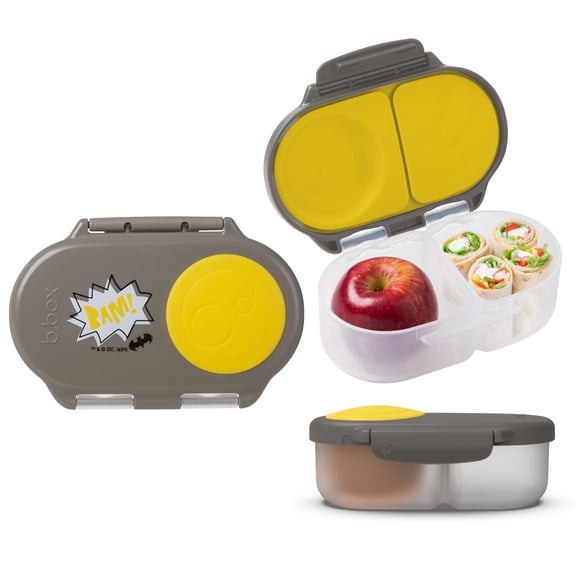 b.box Batman Snack Box - 2 Compartment Snack Containers for Kids, Leakproof