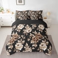 thumbnail image 2 of Feelyou Black Orange Flower Twin Bedding Sets 7-Piece, Retro French Floral Bedding Comforter Set, Countryside Theme Reversible Sheet Sets, Super Cozy Room Decor, 2 of 7
