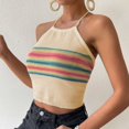 thumbnail image 2 of Camiseta sin mangas para mujer, diseño colorido, cuello halter, espalda descubierta, corbata, camiseta sin mangas para cita de viaje, 2 of 4