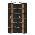 thumbnail image 3 of Homfa 73.9” Tall Corner Bookcase, 6 Tier L-Shaped Large Display Bookshelf with Curved Edges for Living Room Home Office Study, Black & Oak, 3 of 12