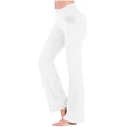 thumbnail image 5 of Chiccall Womens Flare Leggings with Pockets Seamless Workout Yoga Pants Bottoms High Waist Stretch Tummy Control Athletic Casual Trousers White XL, 5 of 10