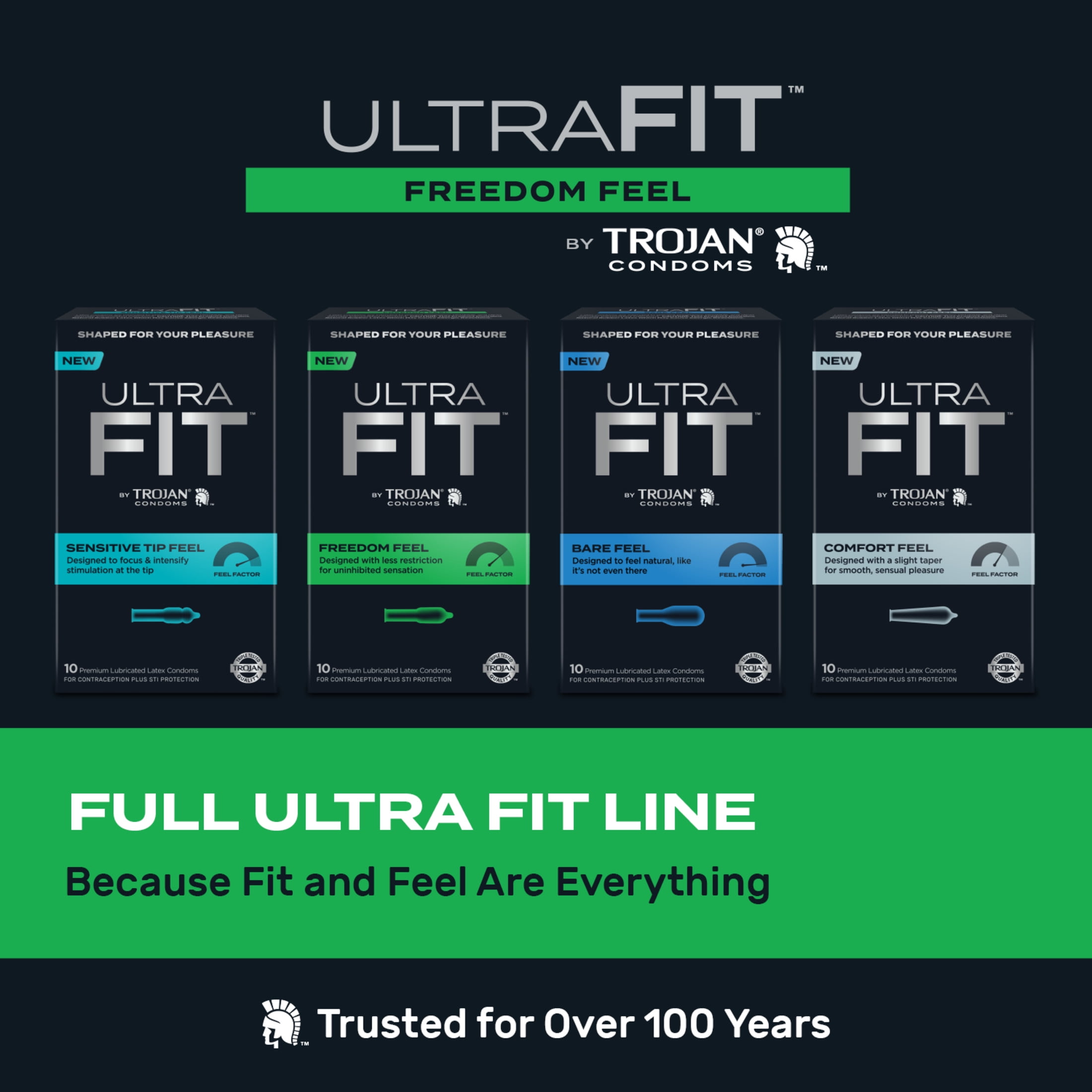 TROJAN CONDOM ULTRAFIT FREEDOM FEEL 10CT
