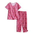 thumbnail image 4 of GAQLIVE Women Cotton Pajamas Set Short Sleeve Top Capri Pants Sleepwear Plus, 4 of 4