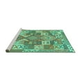 thumbnail image 2 of Ahgly Company Machine Washable Indoor Square Southwestern Turquoise Blue Country Area Rugs, 4' Square, 2 of 4