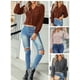 thumbnail image 3 of Cárdigan, Camisa de mujer de manga larga con cuello en V Botones Crop Casual Cardigan Meterk Camello/Pequeña, 3 of 7